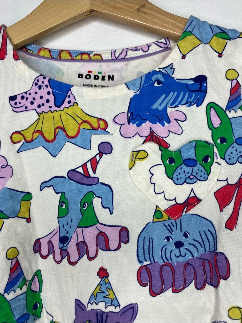 Mini Boden Celebration Dogs and cats Jersey dress Size 7-8